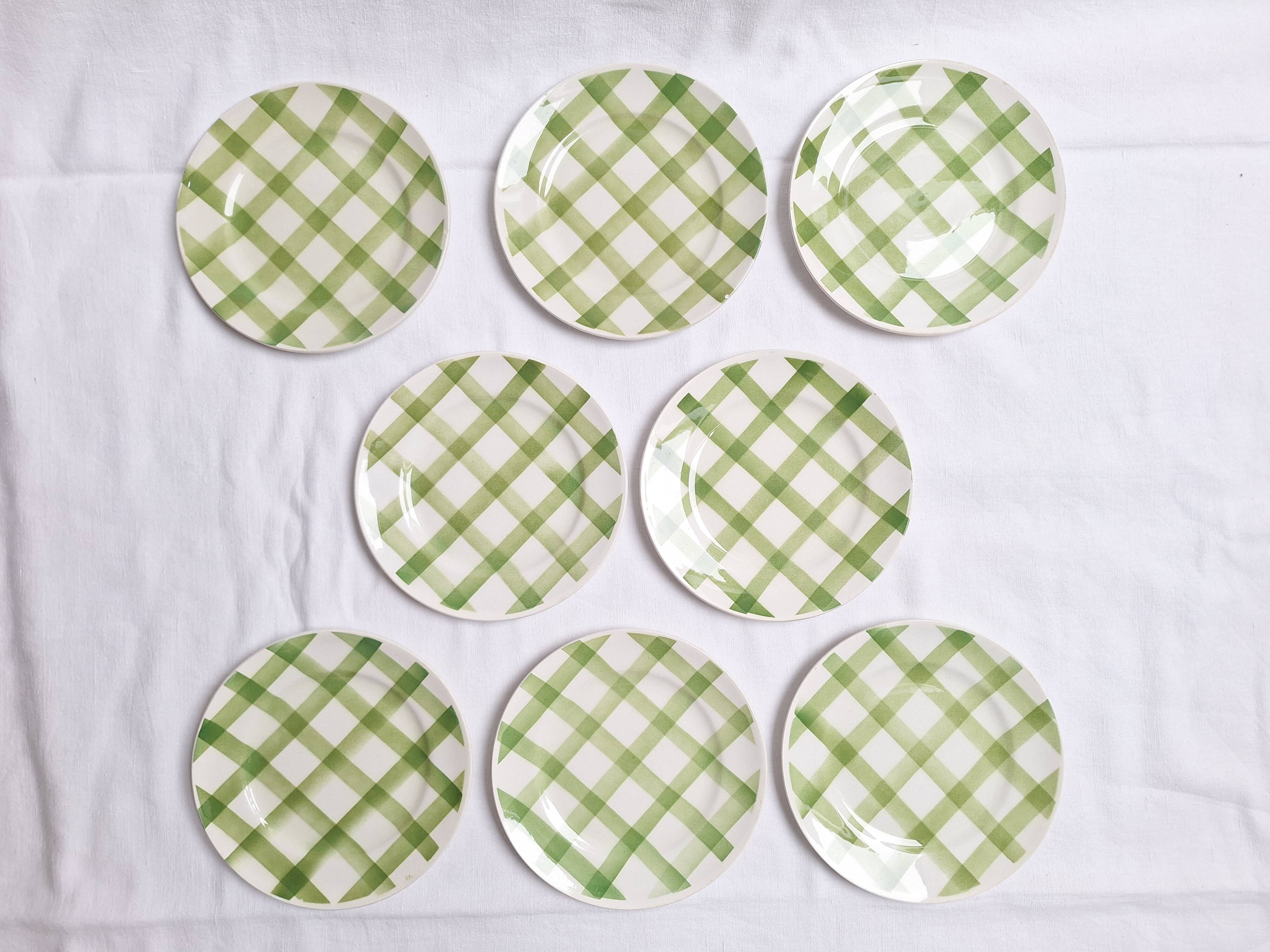 Assiettes à dessert Moulin des Loups - Modèle Nappe vert