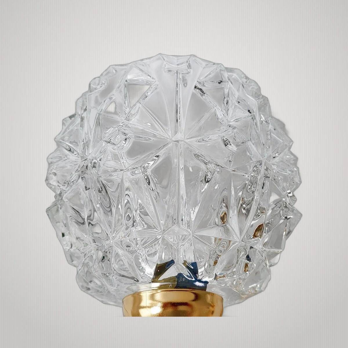 Vintage 1950s wall light, Arlus house, glass, plexiglass, gilded brass, 50s.
