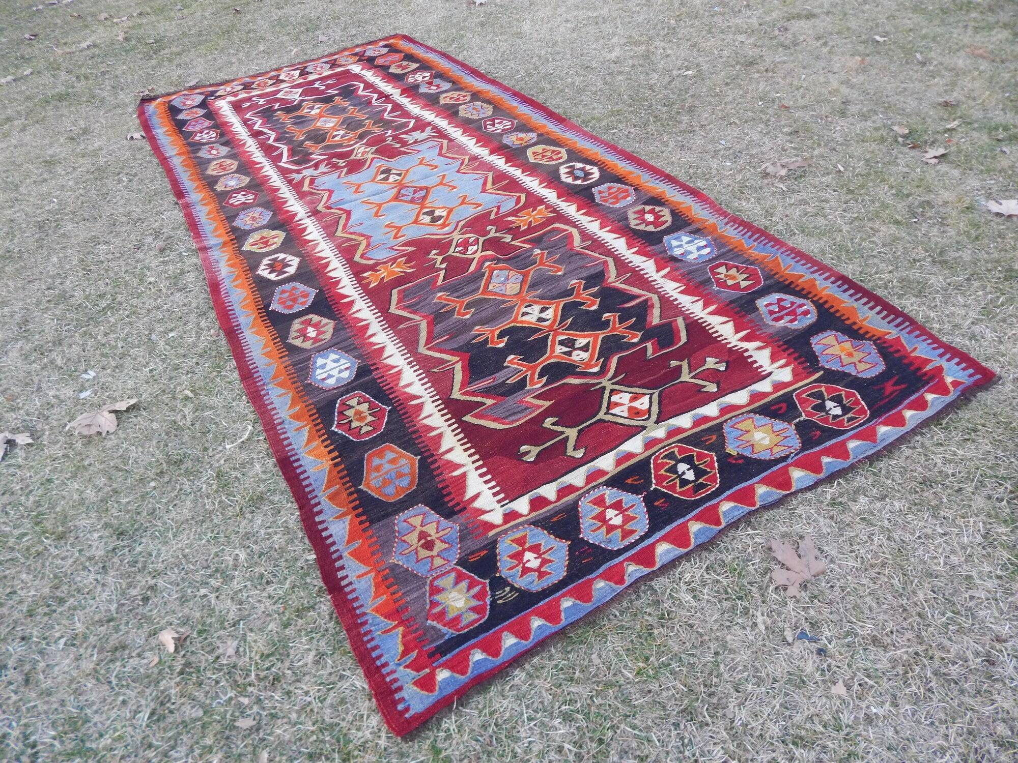 Tapis Kilim turc vintage tissé main