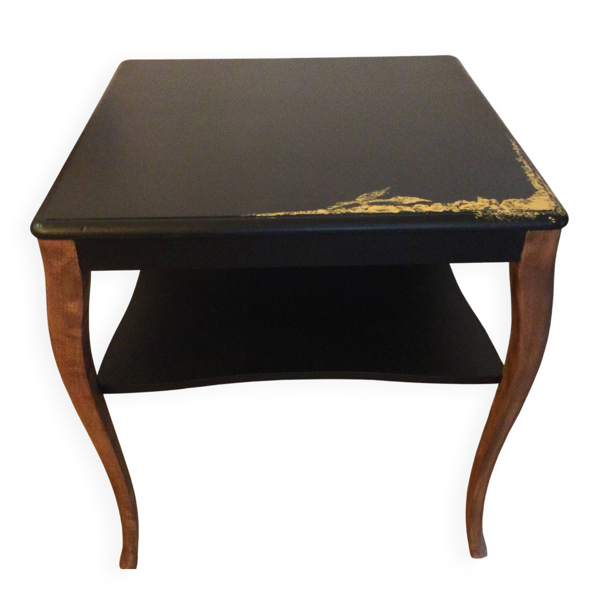 Coffee table / side table restored — Matt black & golden touches