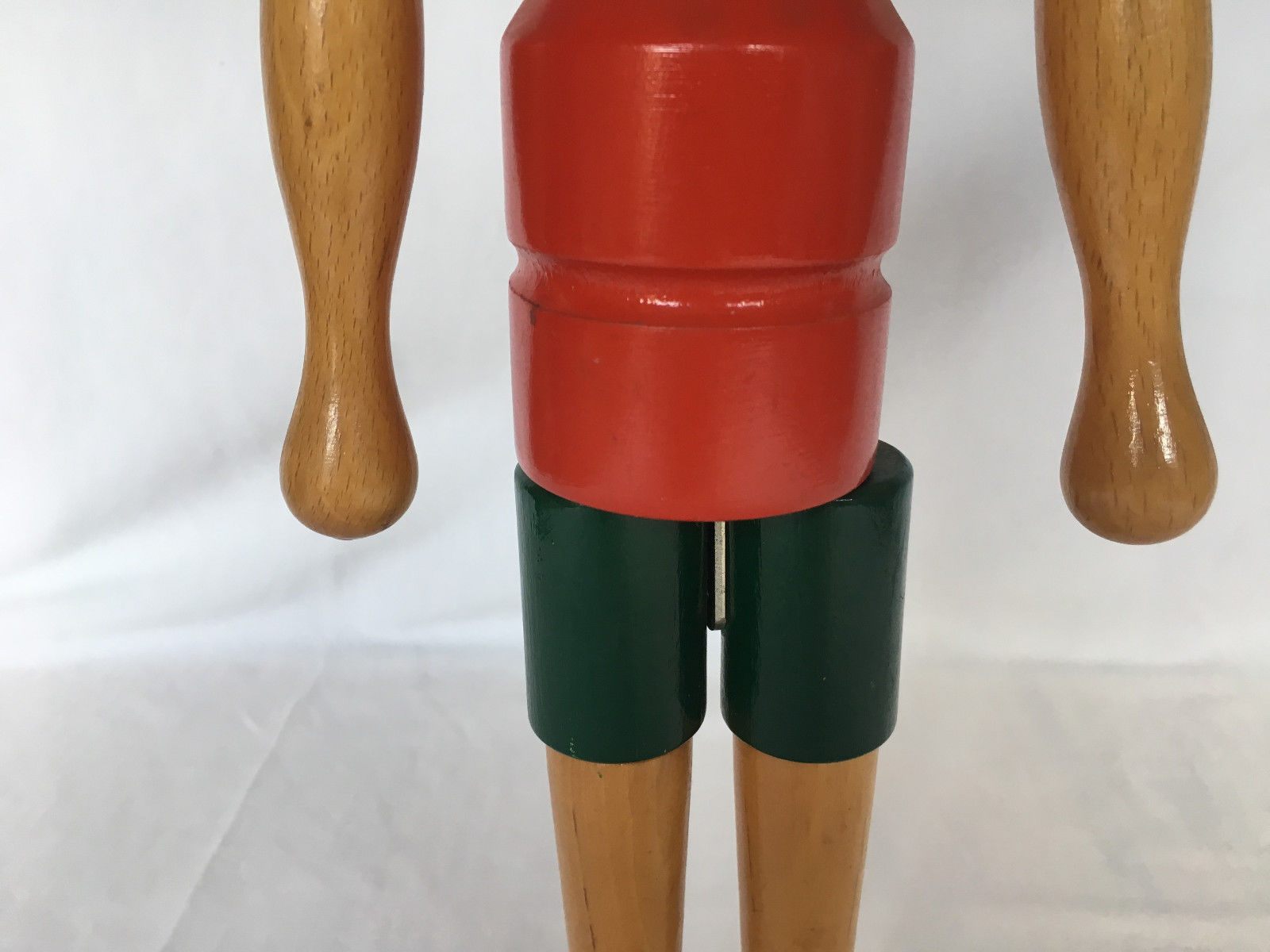 PINOCCHIO WOODEN ARTICULATED COAT RED AND GREEN HANDMADE VINTAGE