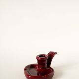 Ceramic candle holder with handle, Bordeaux