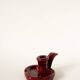 Ceramic candle holder with handle, Bordeaux