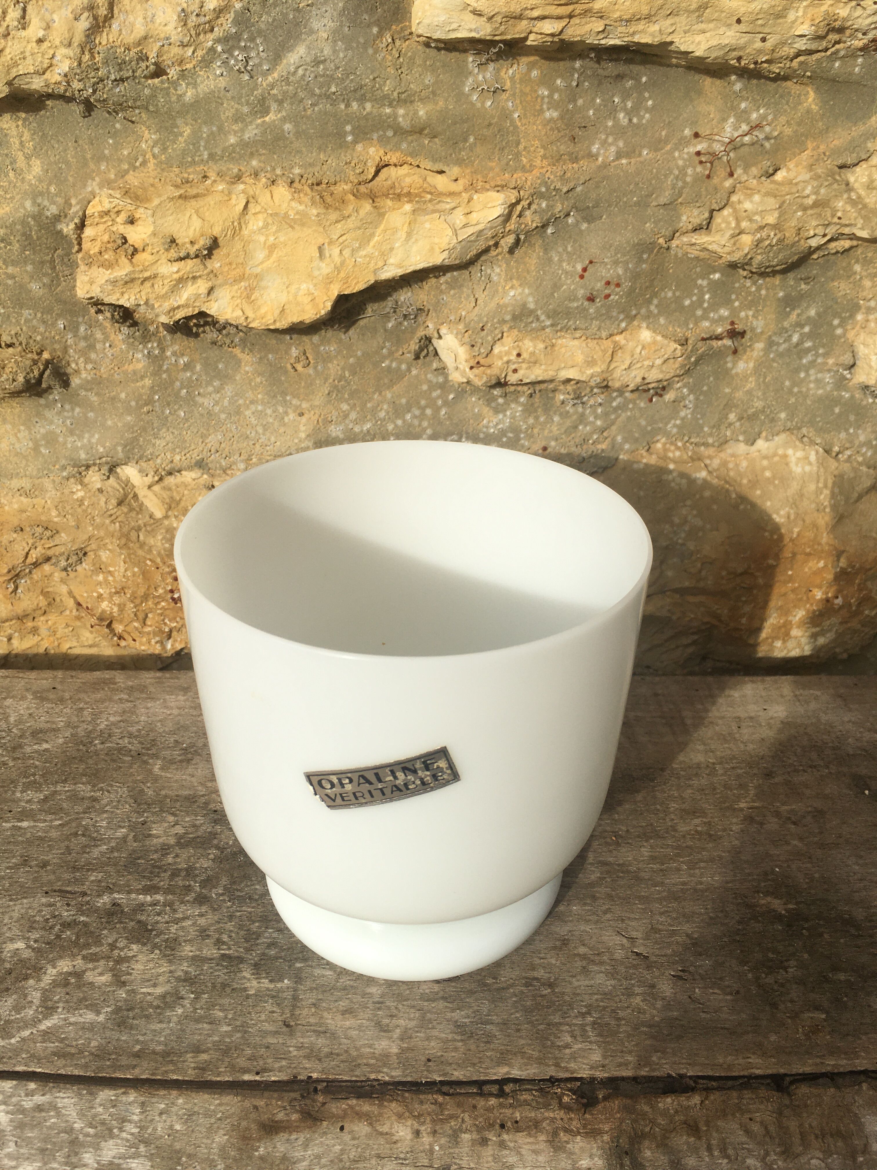 White opaline pot