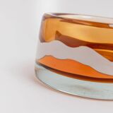 Vintage Skrdlovice Glass Bowl by Jaroslav Svoboda – Bold orange amber glass with white wave, Czech 1970s