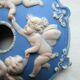 jewelry box or blue porcelain candy box with 4 angels