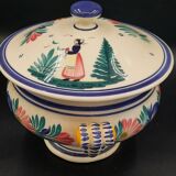 HB Quimper earthenware soup tureen with traditional floral decoration