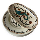 Assiettes à dessert et ravier, K&G Luneville, modèle perruche