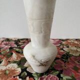 Alabaster vase. White color and marbling
