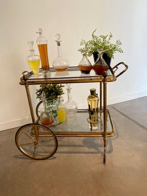 Vintage golden rolling trolley