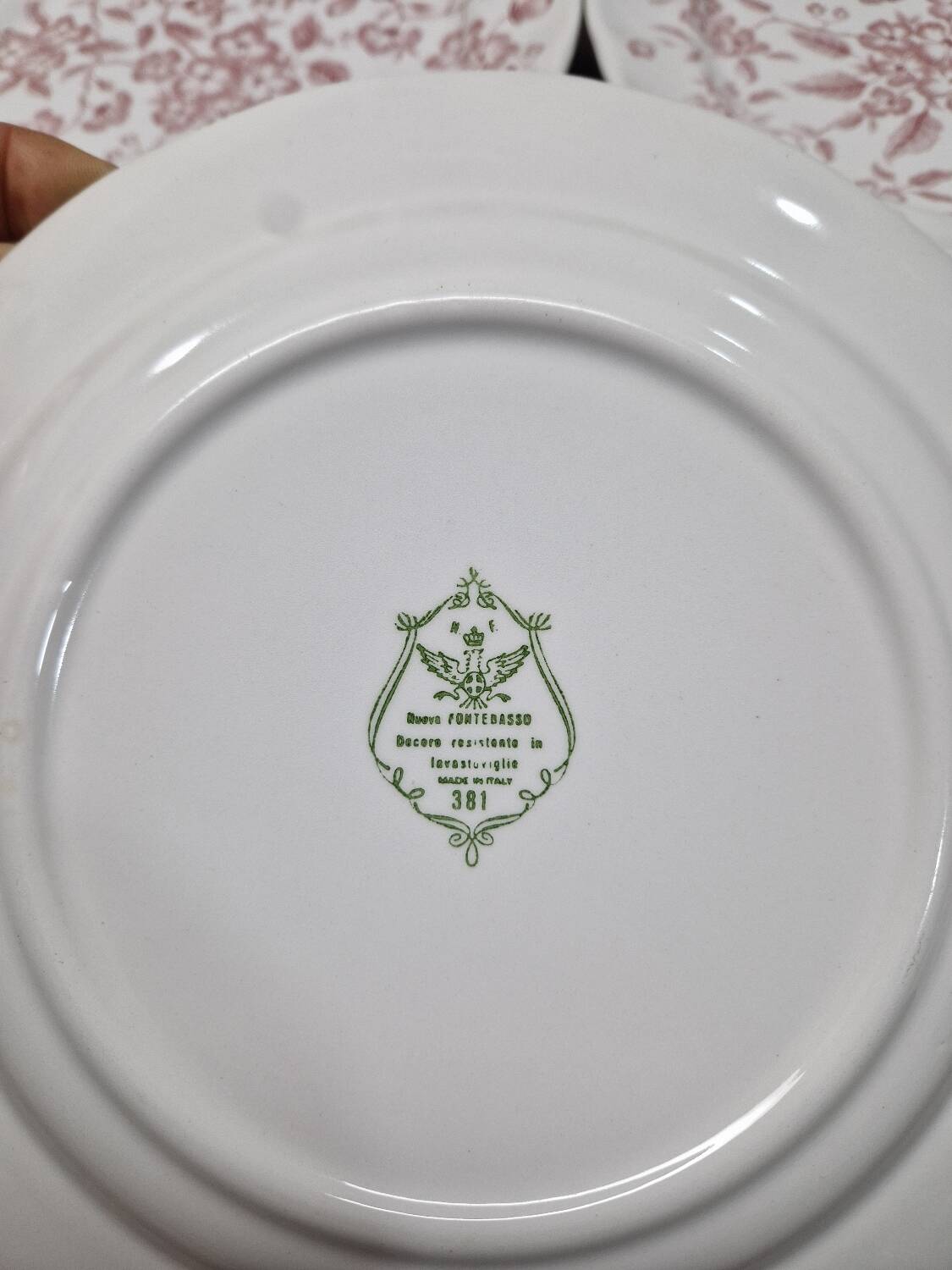Set of 11 flat plates Nuova Fontebasso Made in Italy Floral pattern