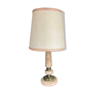 Lampe ancienne pied en pierre d’onyx et laiton 40 cm