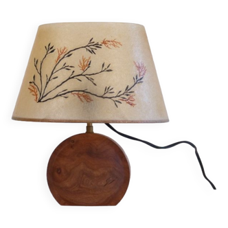 Lampe vintage en bois et resine 1960