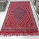 Vintage Tunisian Berber Nomadic Tribal Rug Old Red Diamond Pattern