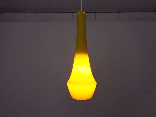 Yellow Teardrop Glass Ceiling Lamp from Holmegaard, Denmark, 1960s
