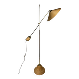 Italian Adjustable Floor Lamp in Pencil Reed, Bamboo, Rattan and Brass, 1970s