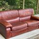 Scandinavian 3-seater sofa in burgundy leather circa 1930