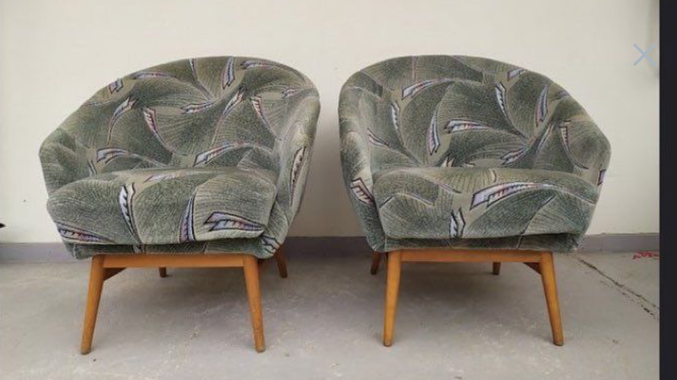 Pair of vintage bucket chairs 60s