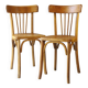 2 chaises bistro par Luterma blondes, 1950, barreaux en éventail