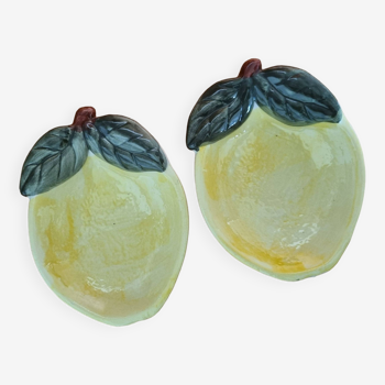 Ensemble de 2 petites coupelles Barbotine forme de citron