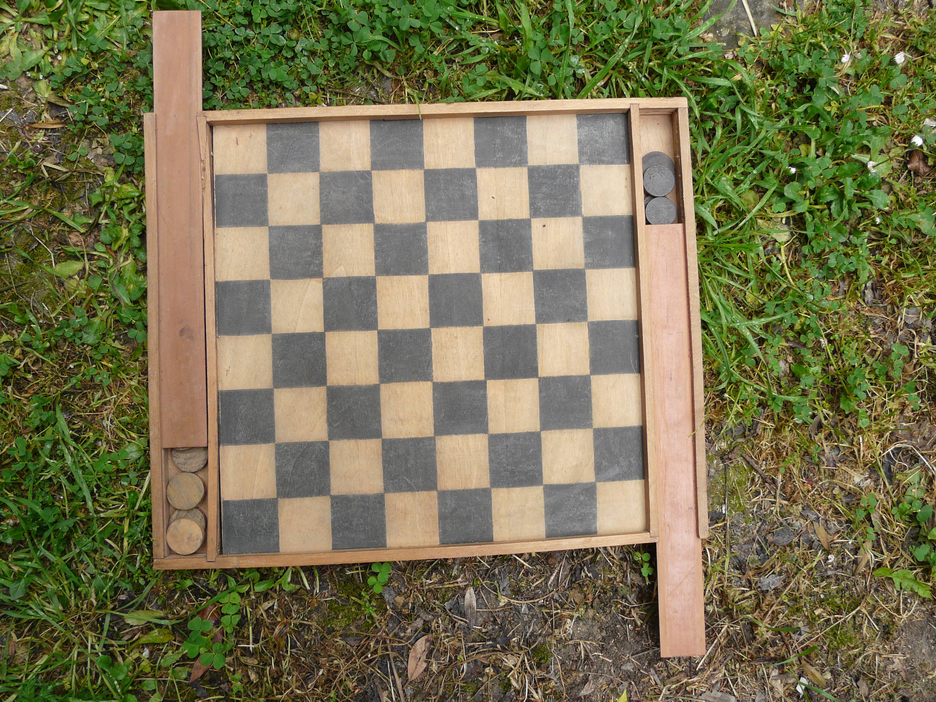 Old wooden checkers game