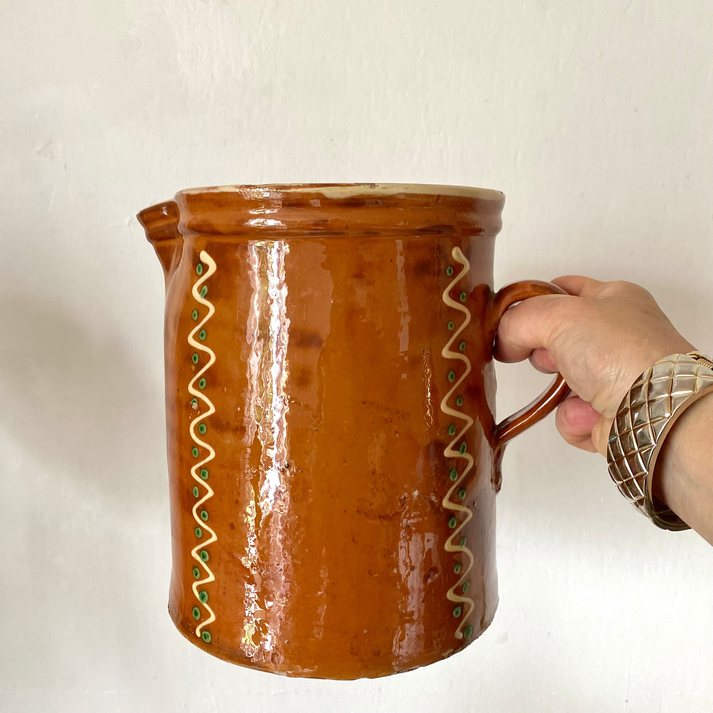 Provencal pitcher in glazed terracotta
