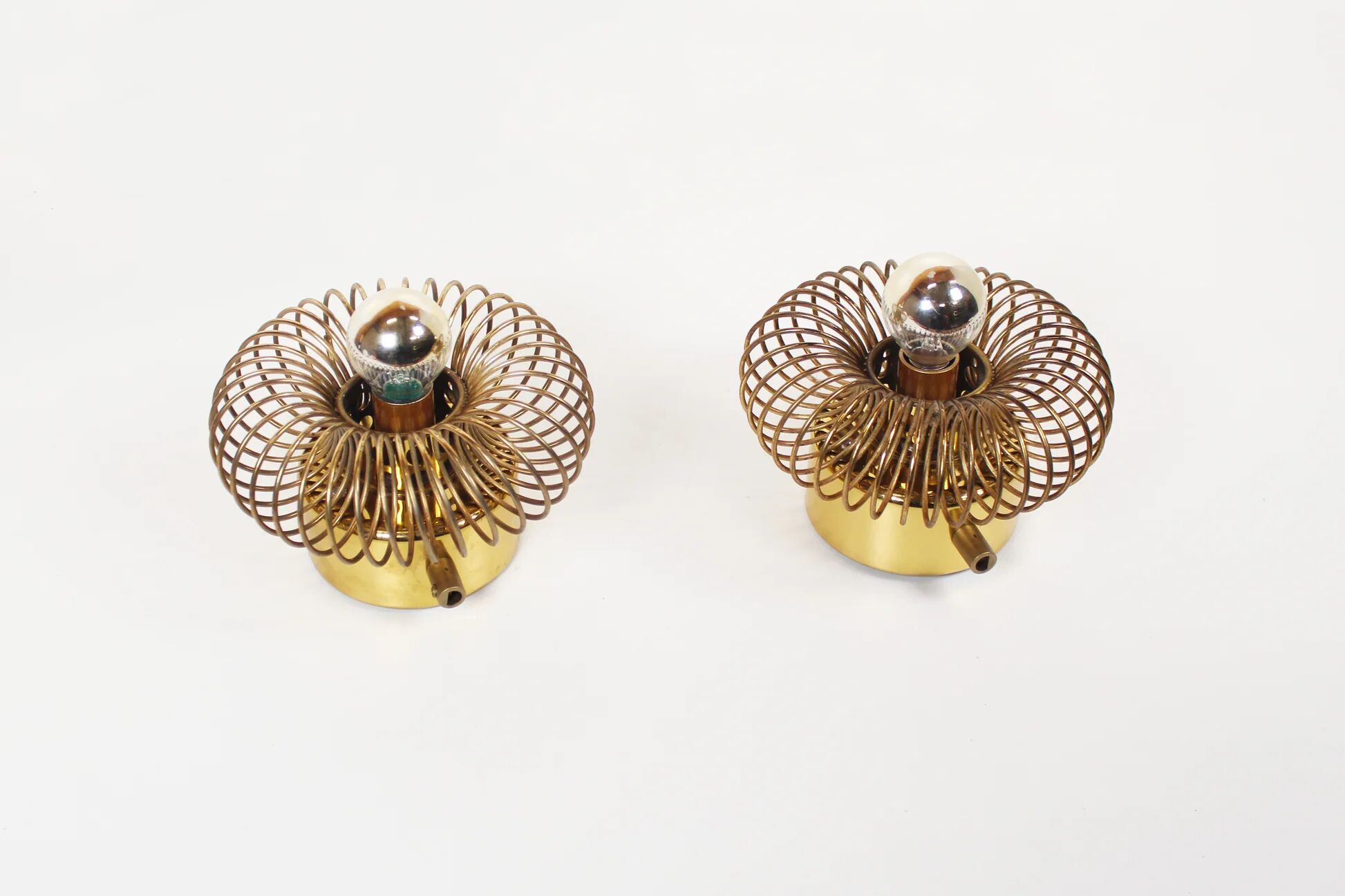 Pair of rare brass 'Spring' wall lamps by Oxar