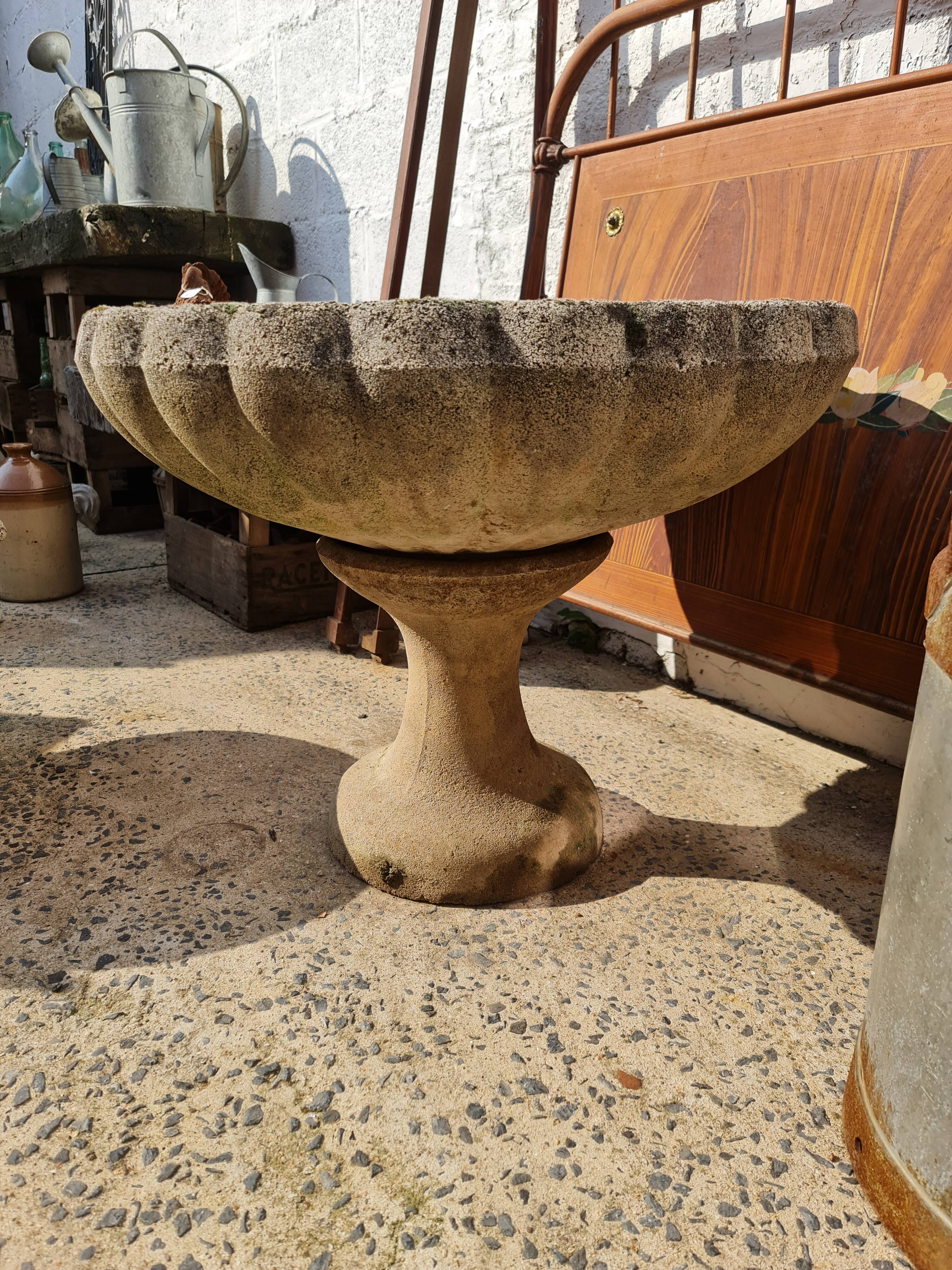 Old large basin concrete garden decoration