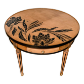 Round wooden hot water bottle coffee table
