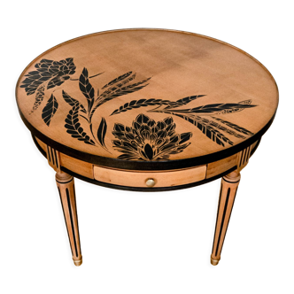 Round wooden hot water bottle coffee table