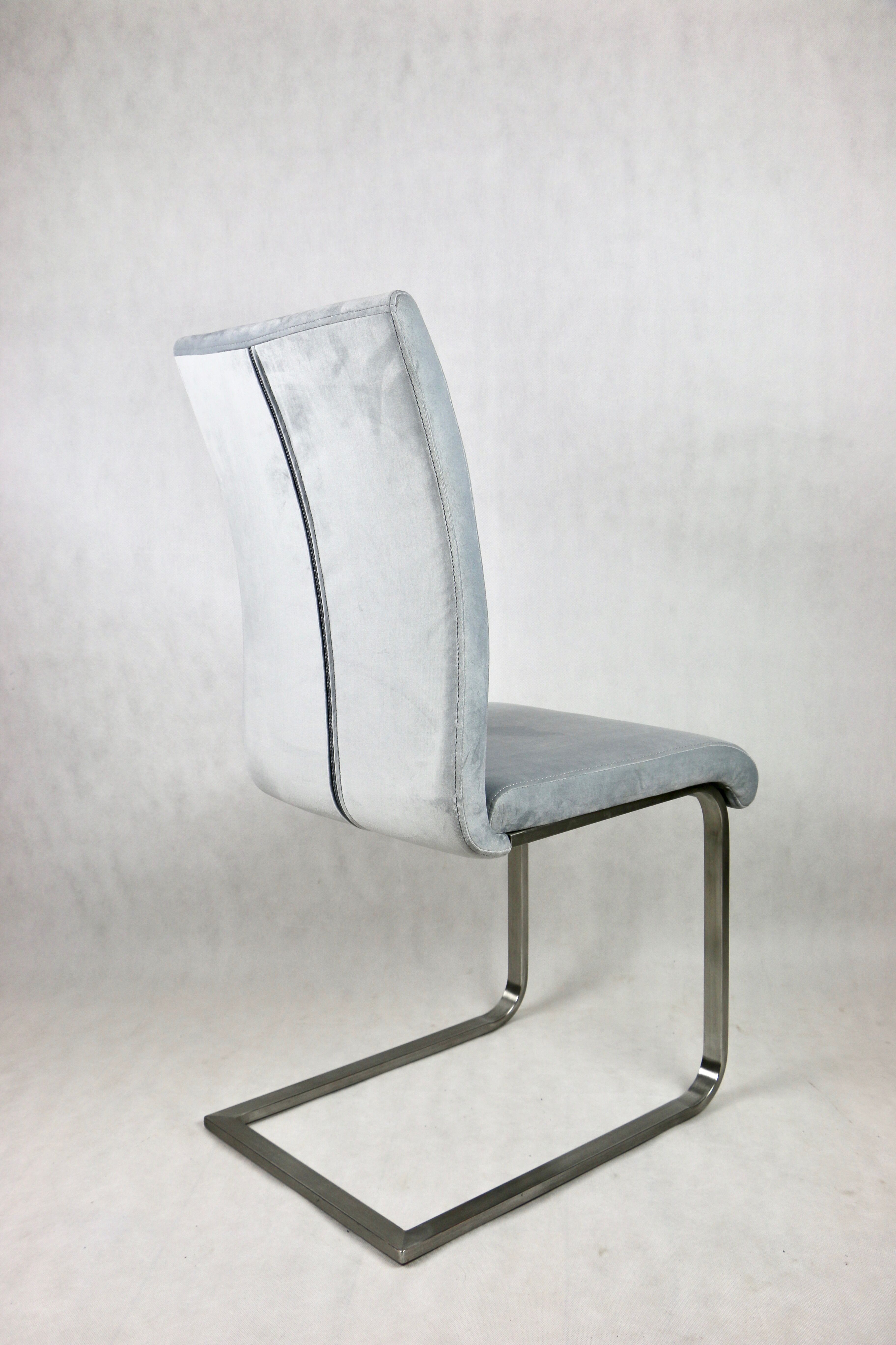 Grey Chairs on aluminium legs fully restored, Set of 4