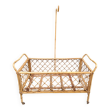 Vintage rattan wicker baby crib