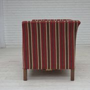 1960s, Danish 2-seater sofa, striped red/multicolor furniture wool.