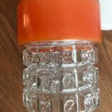 Vintage Glass Globe Pendant 70' Orange Band Electrical System New