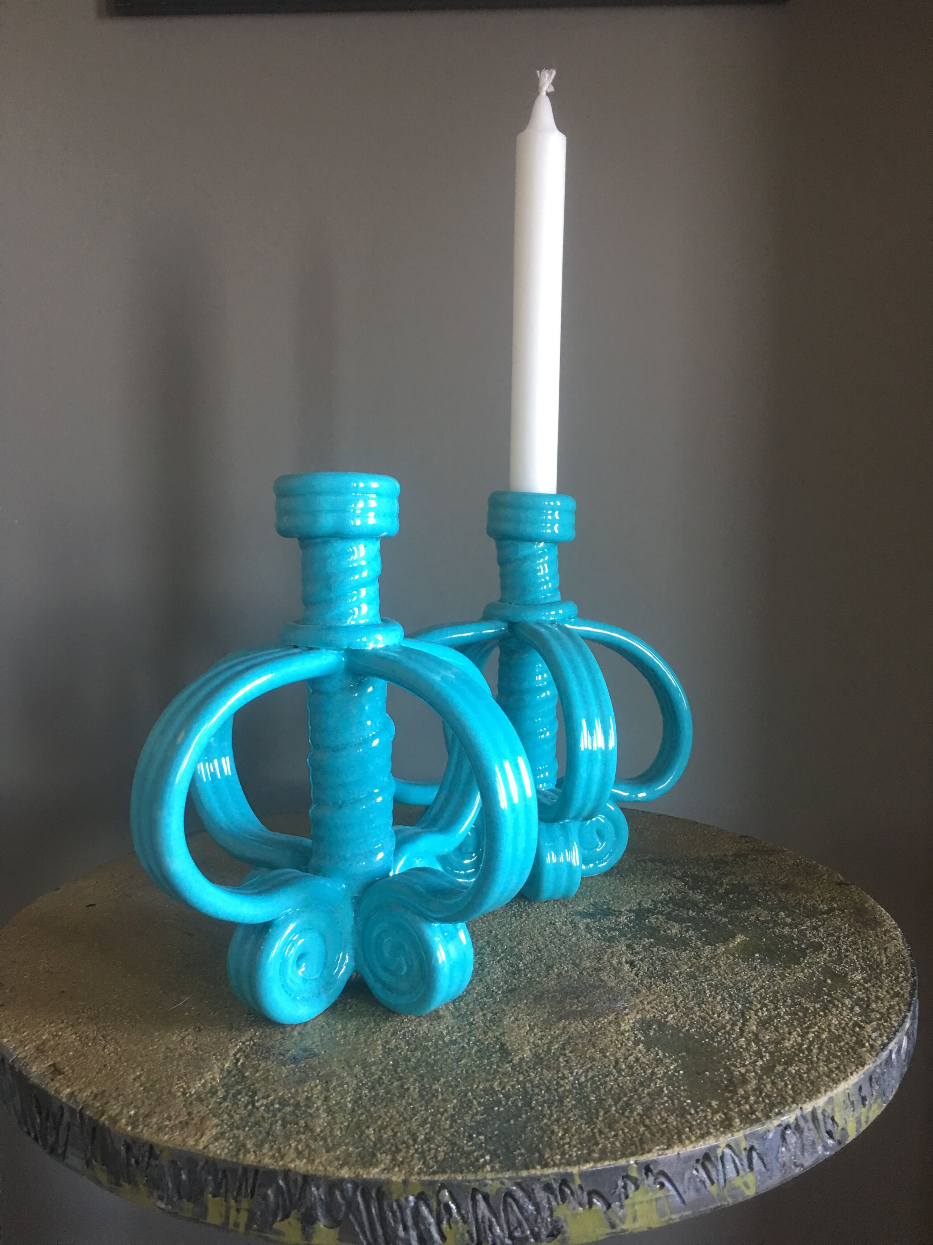 Pair of candlesticks vintage ceramic