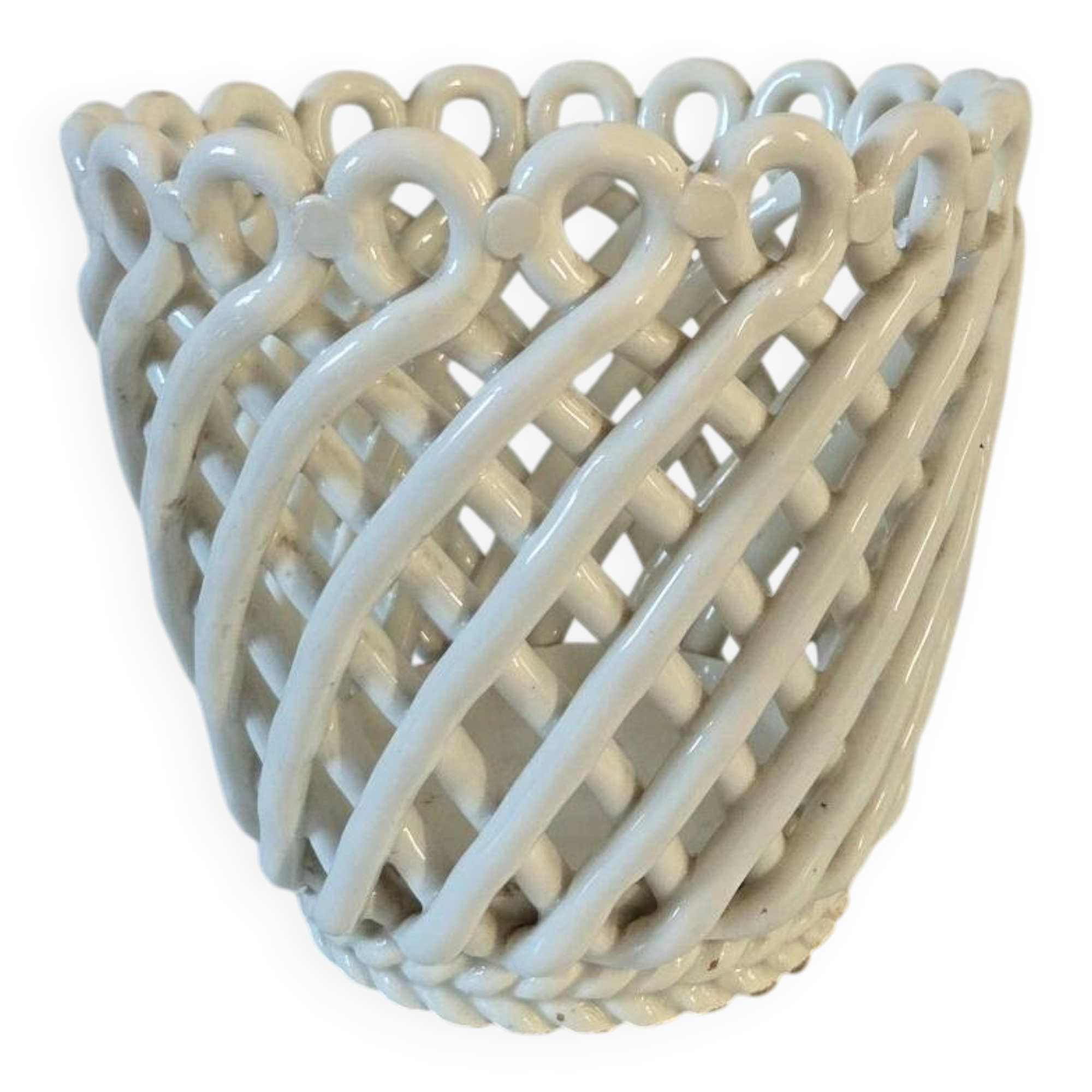 Woven ceramic plant pot