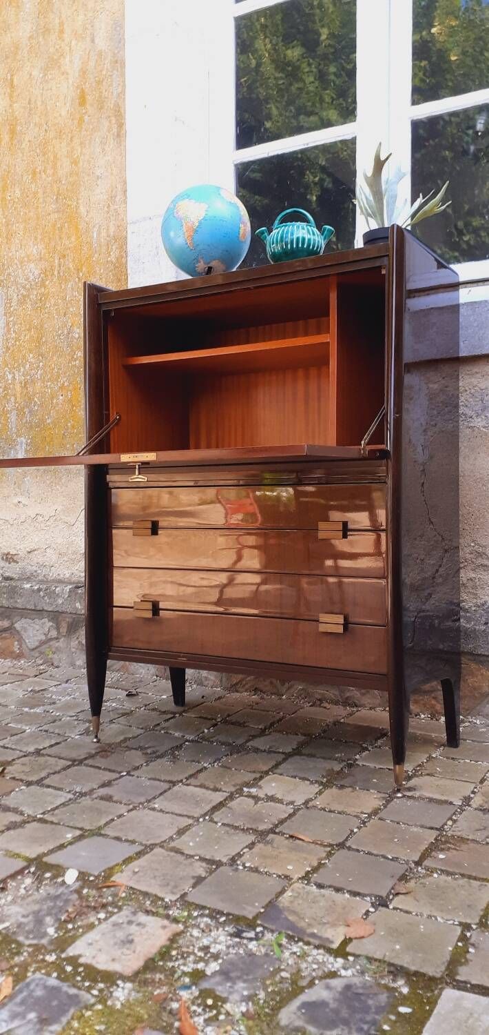 Vintage 60s mahogany secretary from Mobilor