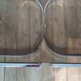Table basse inox et verre fumé 1973