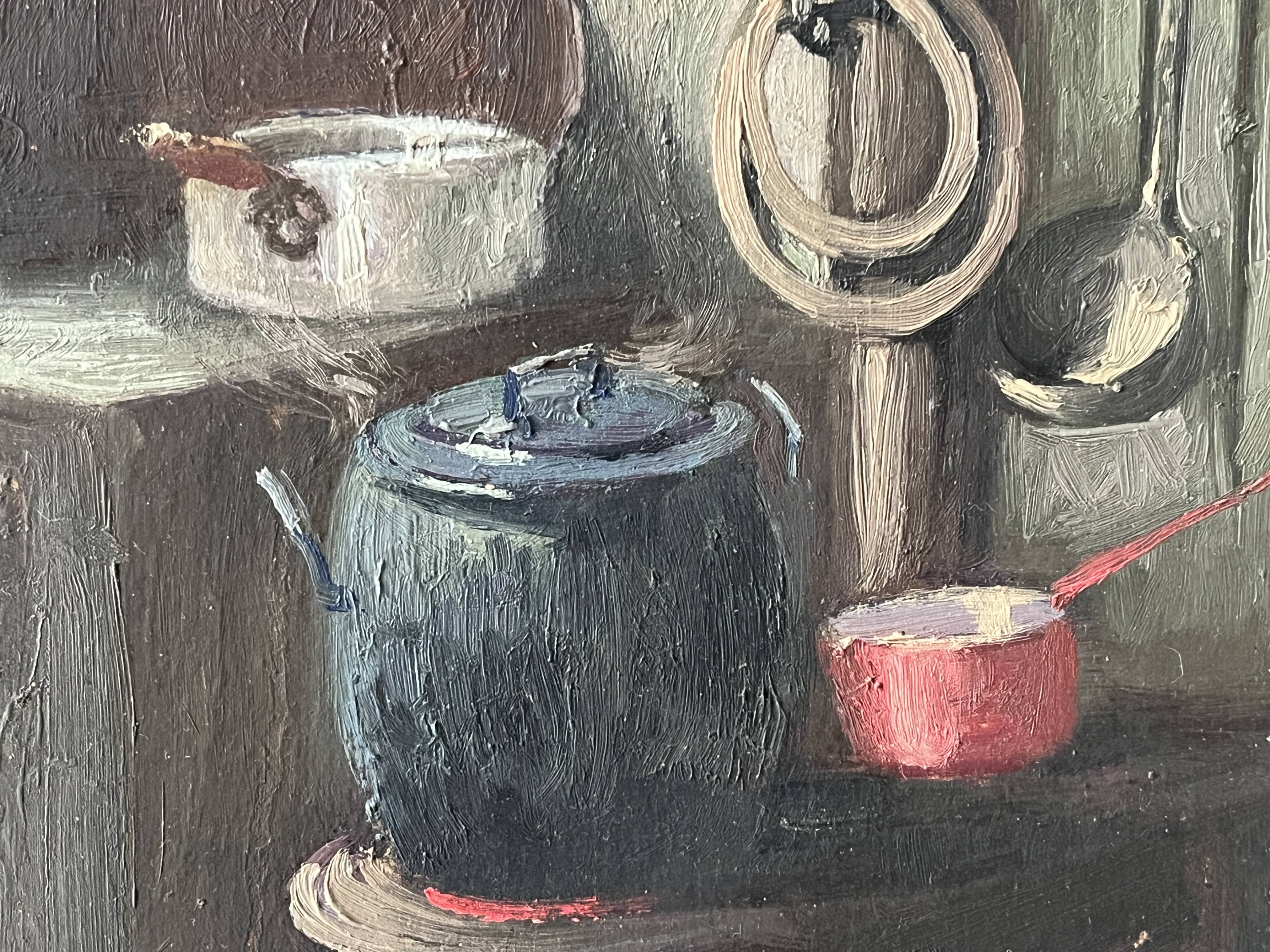 Oil painting of an interior scene 1940, portrait of children signed