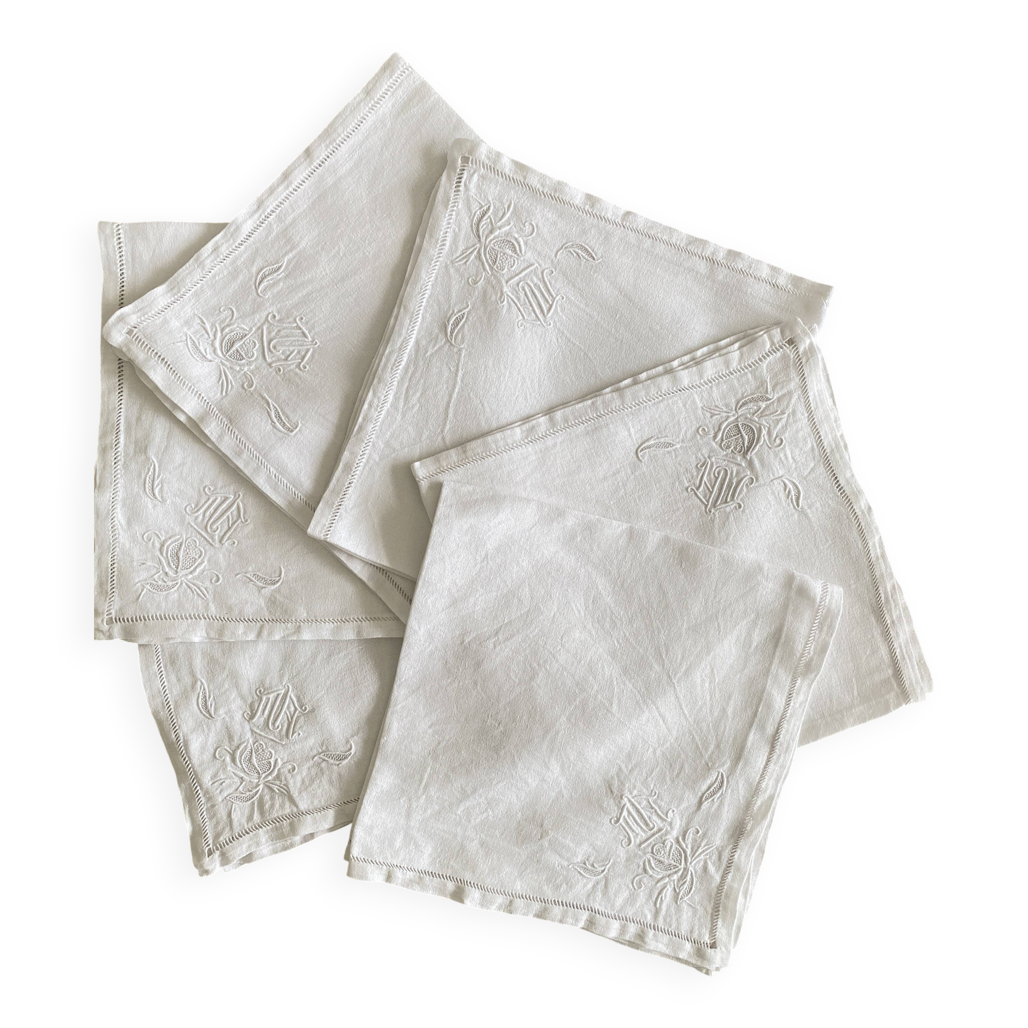 Vintage monogrammed MA napkins - 58x60cm - Métis