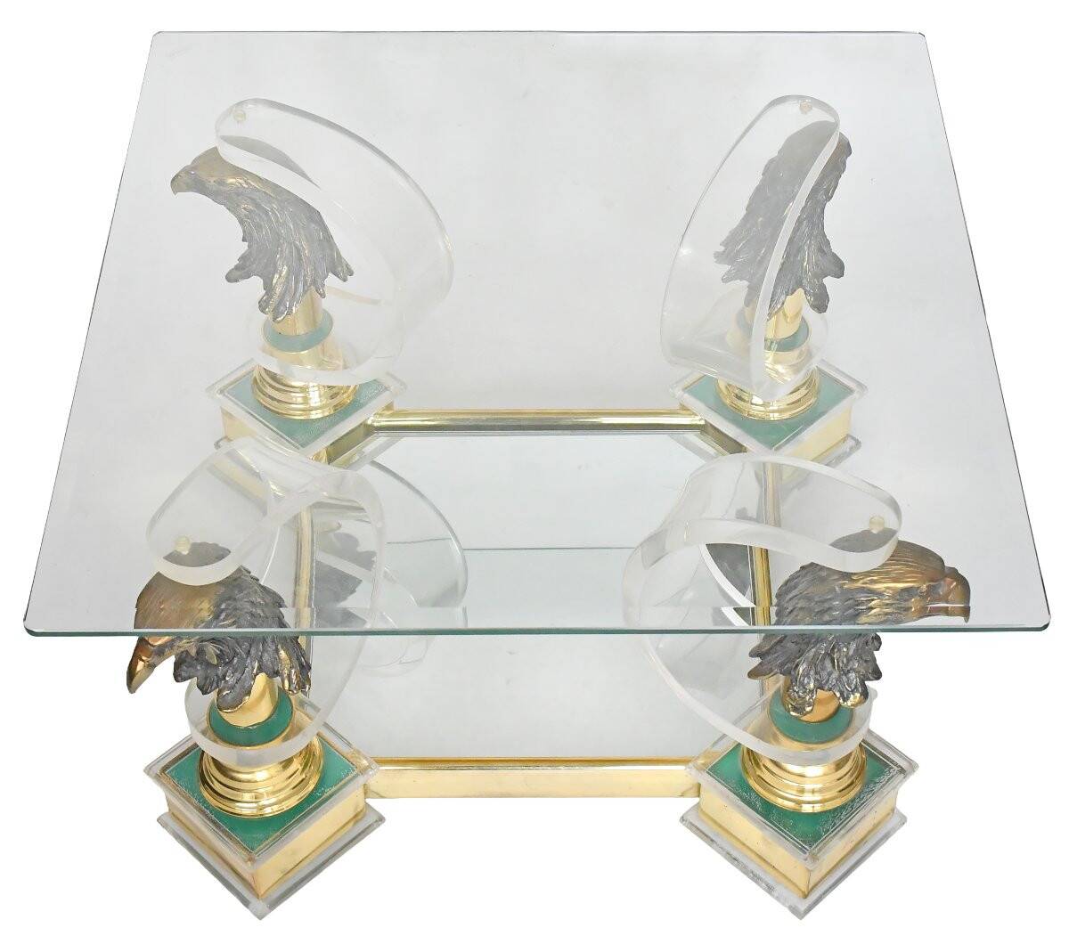 Vintage coffee table with eagles.