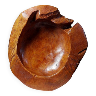 Large vintage nut bowl or empty pocket in teak wood, Italy, 1960s-70s