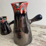 Vallauris ceramic pitcher, sugar bowl and cup set