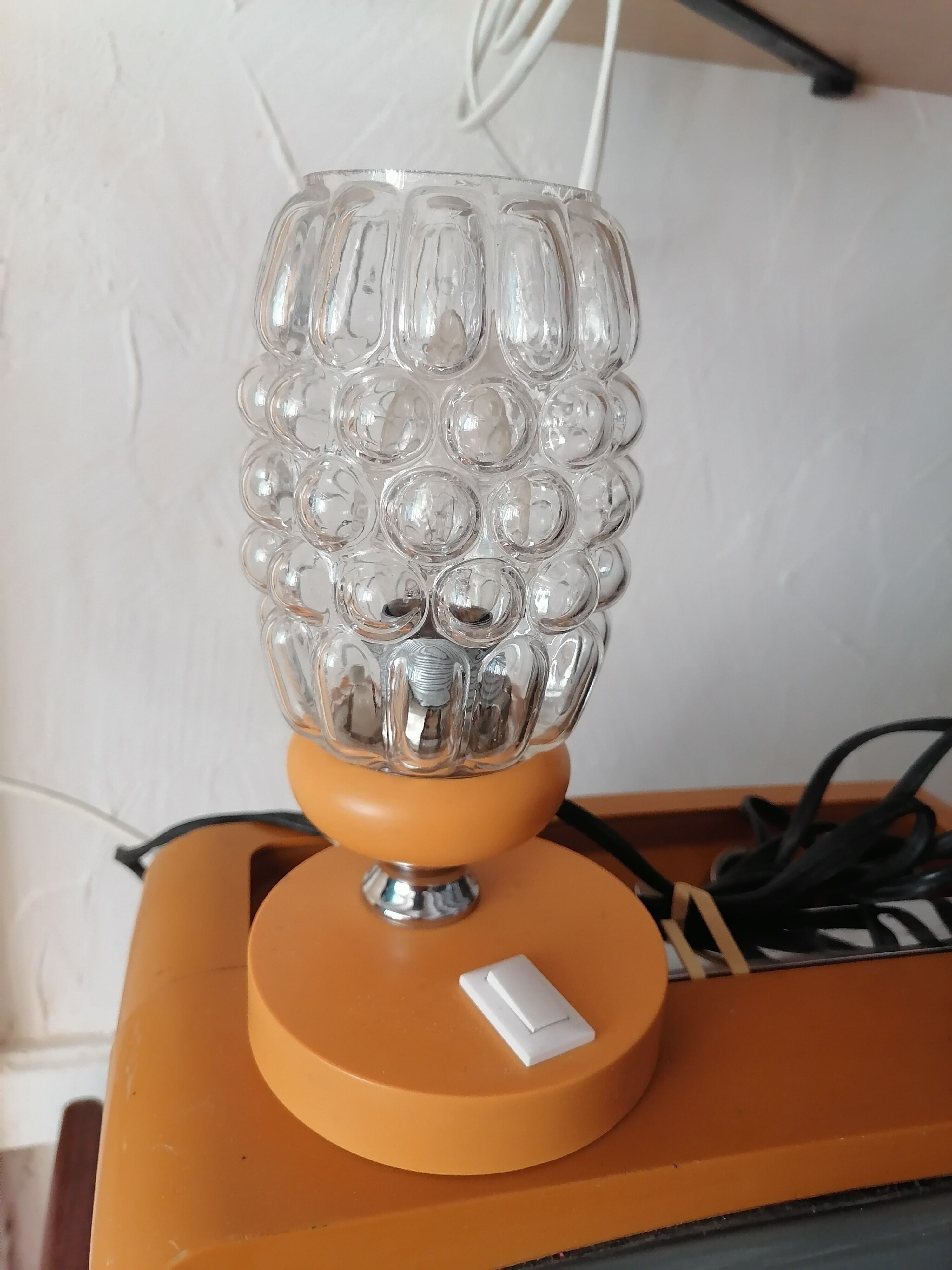 Bedside lamp 1960 1970 orange