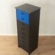 Commode postmoderne des années 1980, noire et bleue, vintage