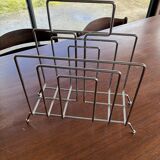 Vintage chrome magazine rack, 70s design - mid-century / space age style