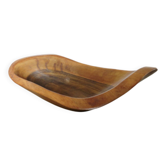 Large walnut bowl, signed, in the style of Alexandre Noll