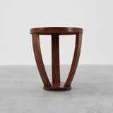 Art Deco side table in wood and chess style veneered top, France ca. 1940