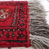 Tapis vintage fait main Ersari – 24 x 30 cm – Rouge éclatant - 1C968