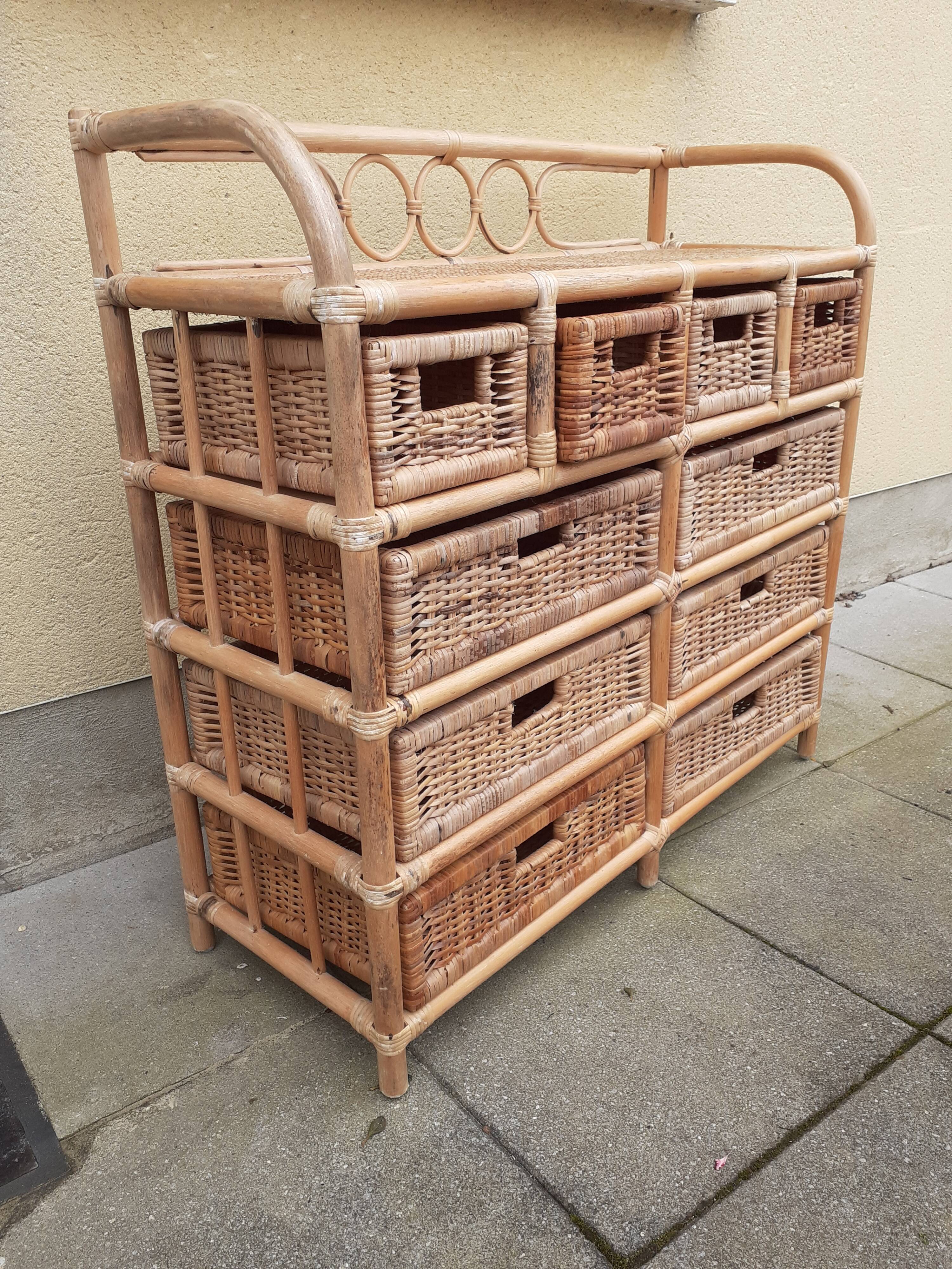 Rattan chest of drawers